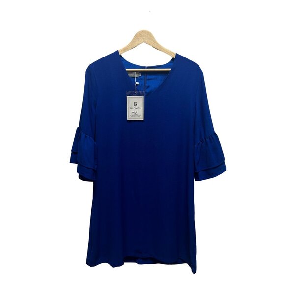 Belongsci NWT Royal Blue Bell Sleeve Tunic Dress - Picture 3 of 7